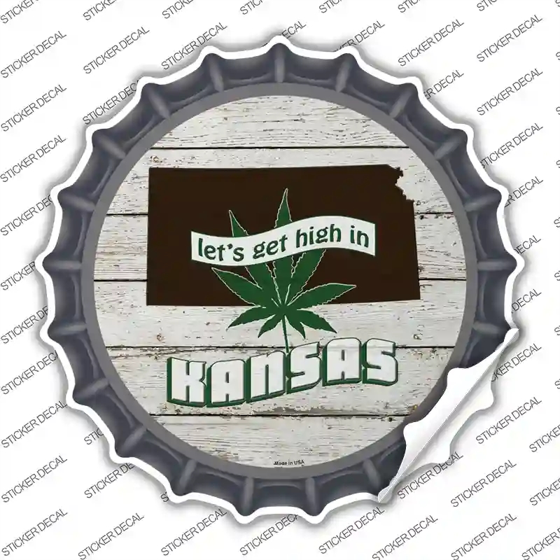 BC-1305s-S Lets Get High in Kansas Novelty Bottle Cap Sticker Decal - Small
