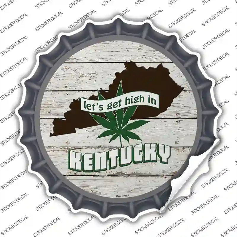 BC-1306s-S Lets Get High in Kentucky Novelty Bottle Cap Sticker Decal - Small
