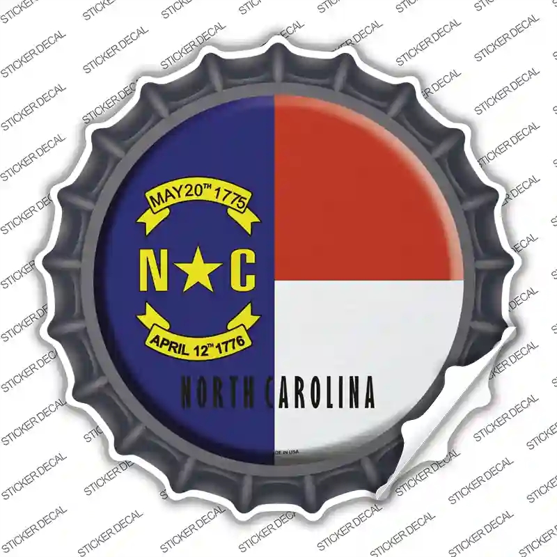 BC-132s-L North Carolina State Flag Novelty Bottle Cap Sticker Decal - Large