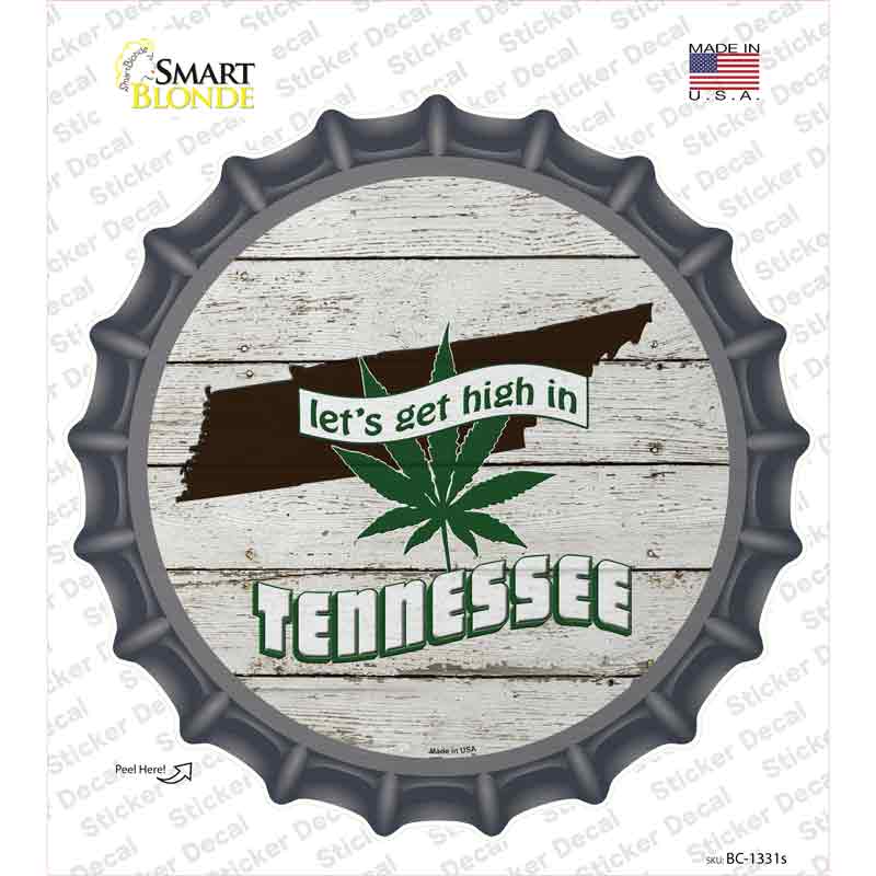 BC-1331s-M Lets Get High in Tennessee Novelty Bottle Cap Sticker Decal - Medium