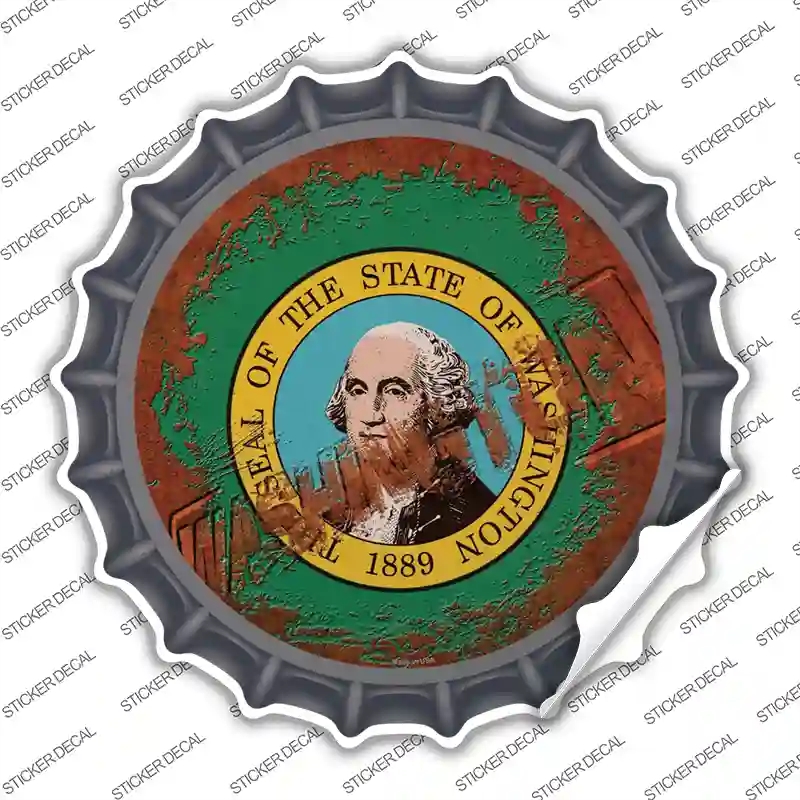 BC-1212s-XL Washington Rusty Stamped Novelty Bottle Cap Sticker Decal - Extra Large