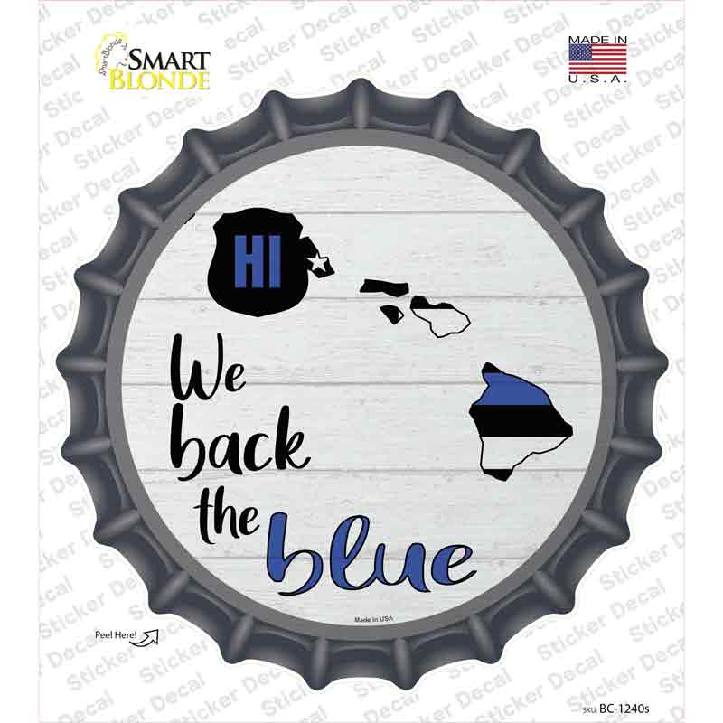 BC-1240s-M Hawaii Back the Blue Novelty Bottle Cap Sticker Decal - Medium