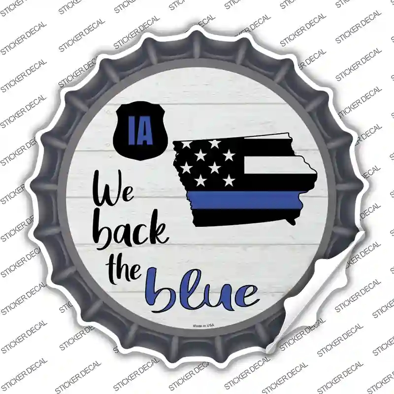 BC-1244s-XL Iowa Back the Blue Novelty Bottle Cap Sticker Decal - Extra Large