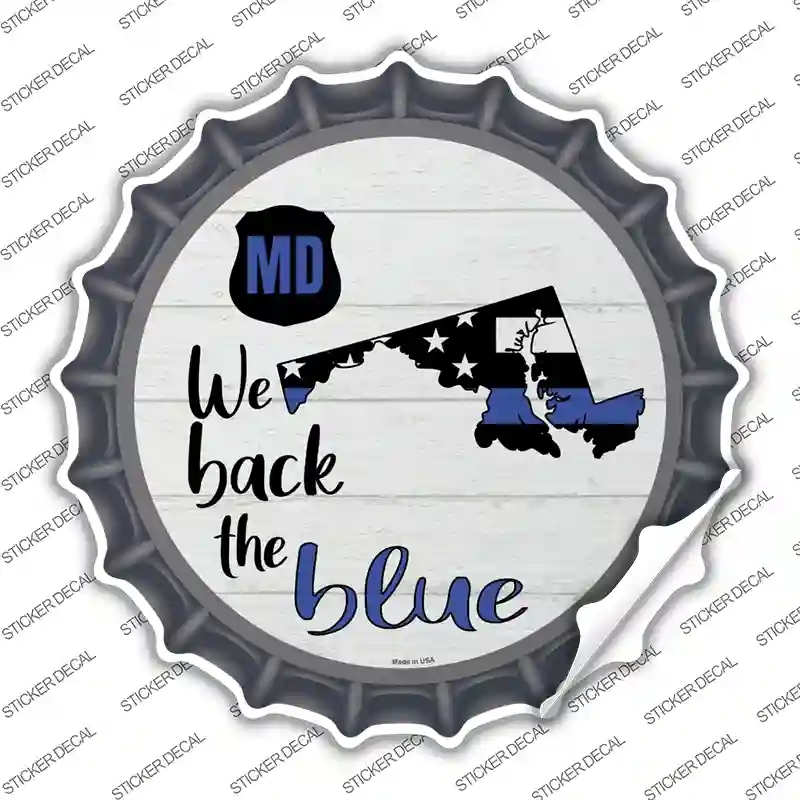 BC-1249s-L Maryland Back the Blue Novelty Bottle Cap Sticker Decal - Large