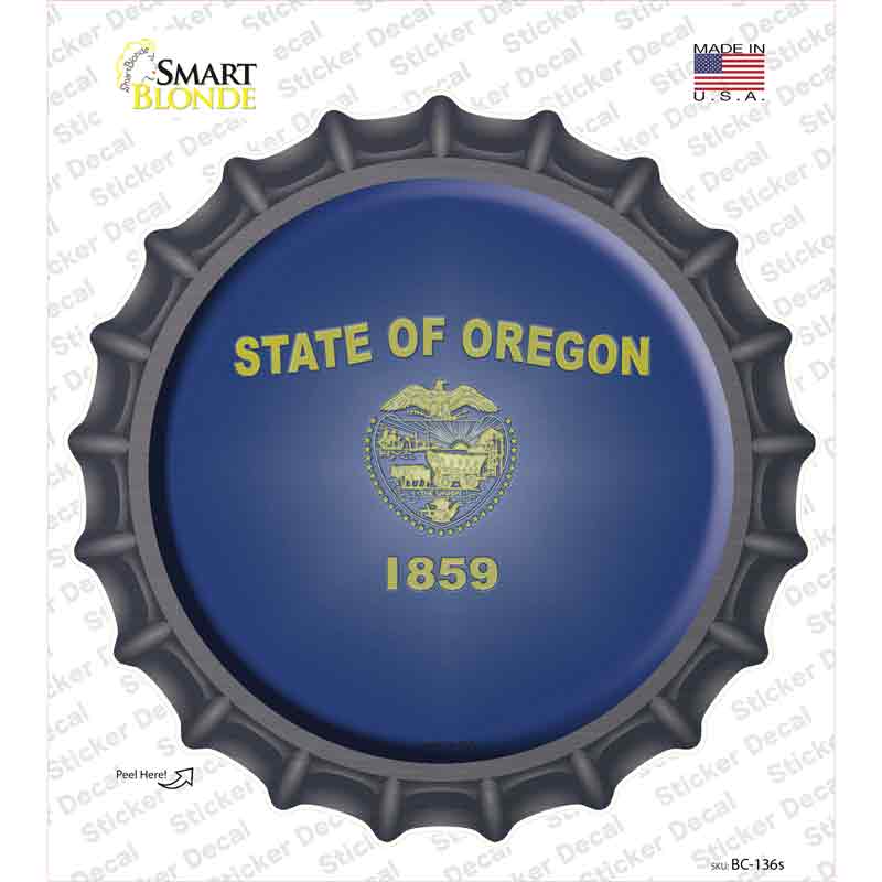 BC-136s-M Oregon State Flag Novelty Bottle Cap Sticker Decal - Medium