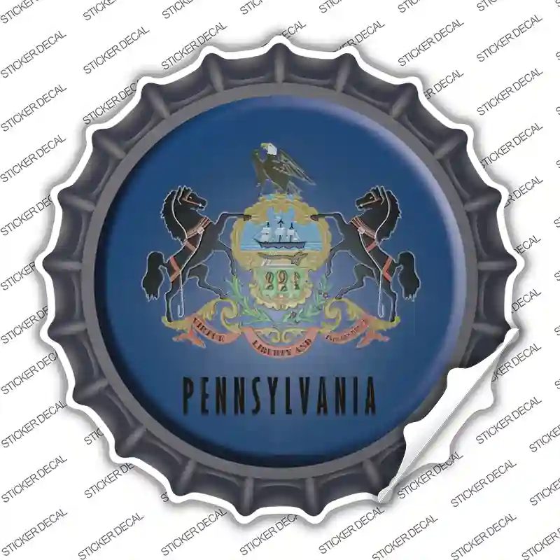 BC-137s-S Pennsylvania Flag Novelty Bottle Cap Sticker Decal - Small