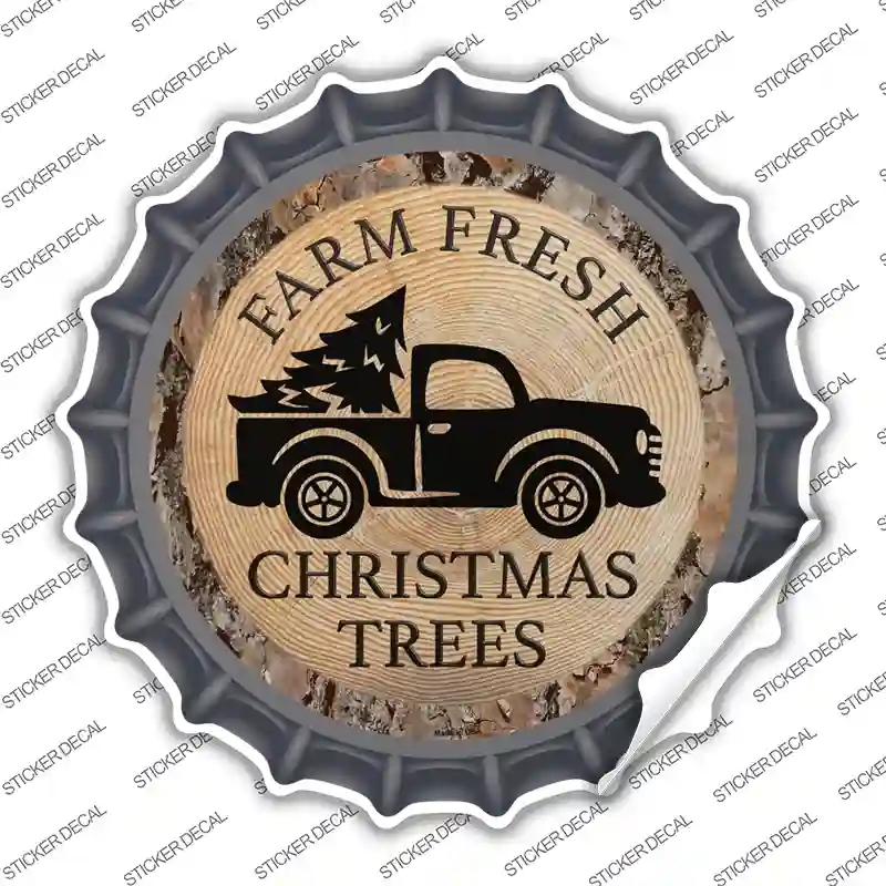 BC-1381s-S Farm Fresh Christmas Trees Novelty Bottle Cap Sticker Decal - Small
