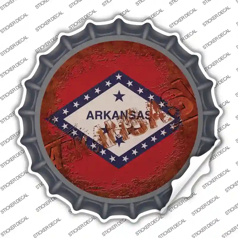 BC-1169s-S Arkansas Rusty Stamped Novelty Bottle Cap Sticker Decal - Small