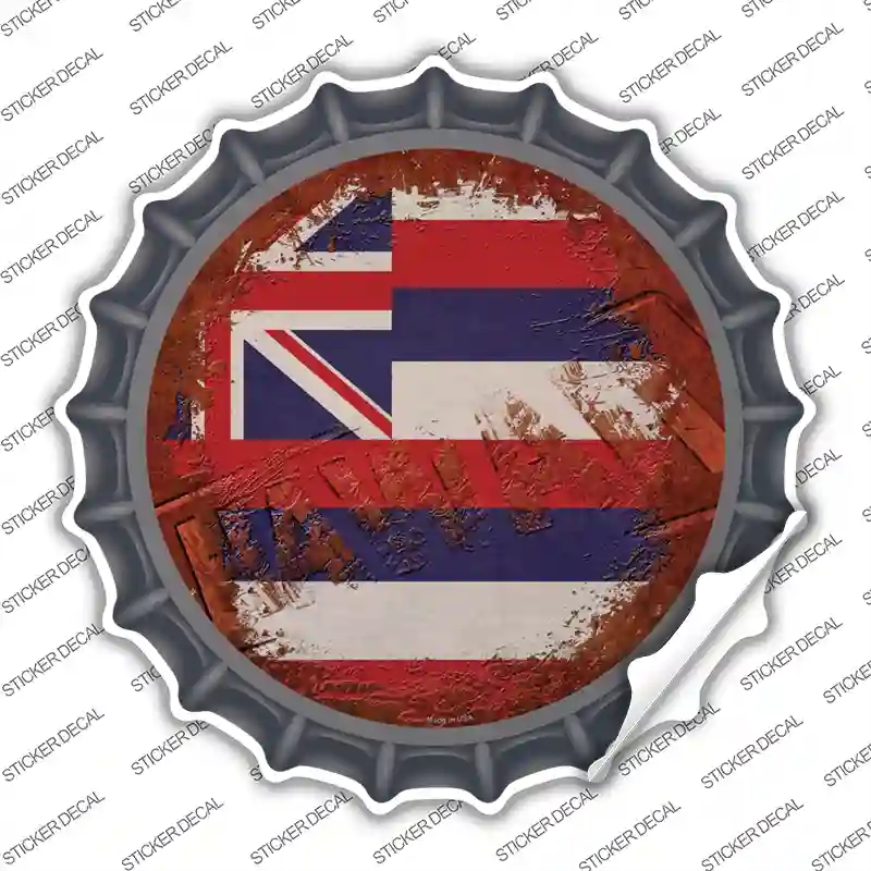 BC-1176s-L Hawaii Rusty Stamped Novelty Bottle Cap Sticker Decal - Large