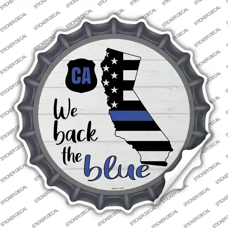 BC-1234s-XL California Back the Blue Novelty Bottle Cap Sticker Decal - Extra Large