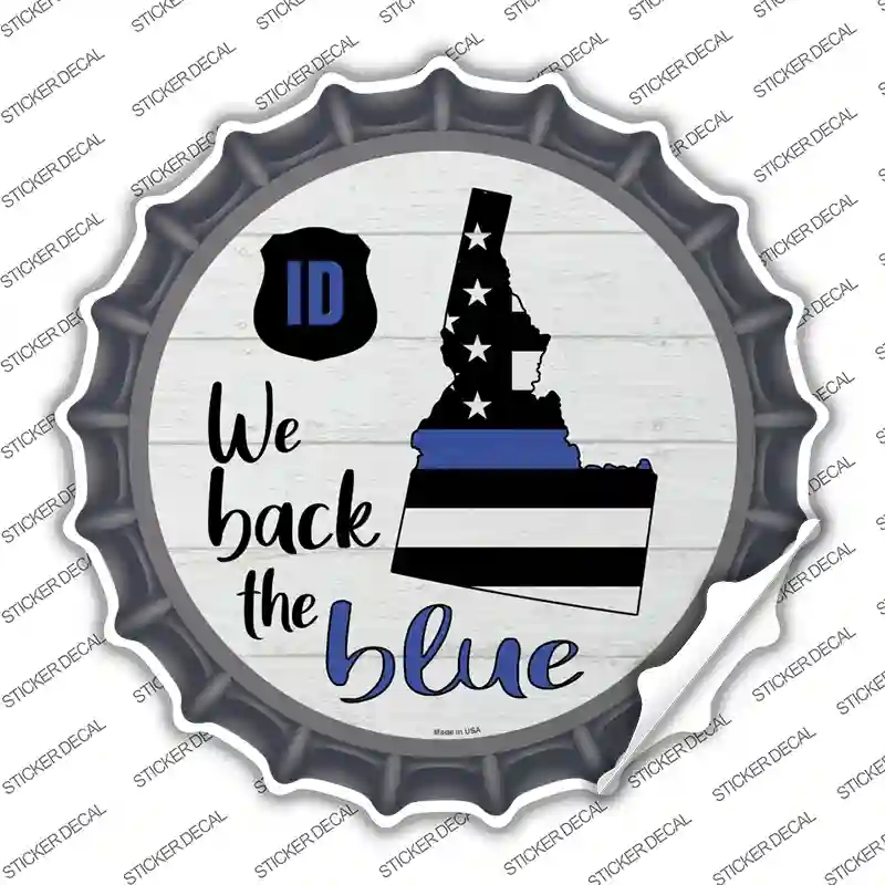 BC-1241s-L Idaho Back the Blue Novelty Bottle Cap Sticker Decal - Large