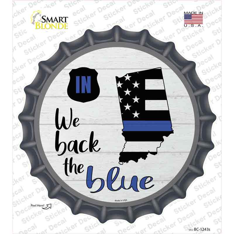 BC-1243s-M Indiana Back the Blue Novelty Bottle Cap Sticker Decal - Medium