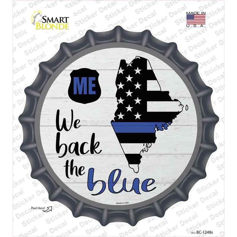 BC-1248s-M Maine Back the Blue Novelty Bottle Cap Sticker Decal - Medium