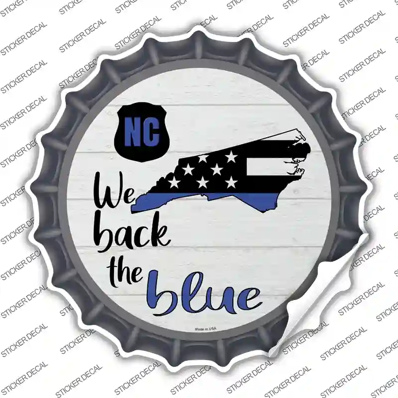 BC-1262s-L North Carolina Back the Blue Novelty Bottle Cap Sticker Decal - Large