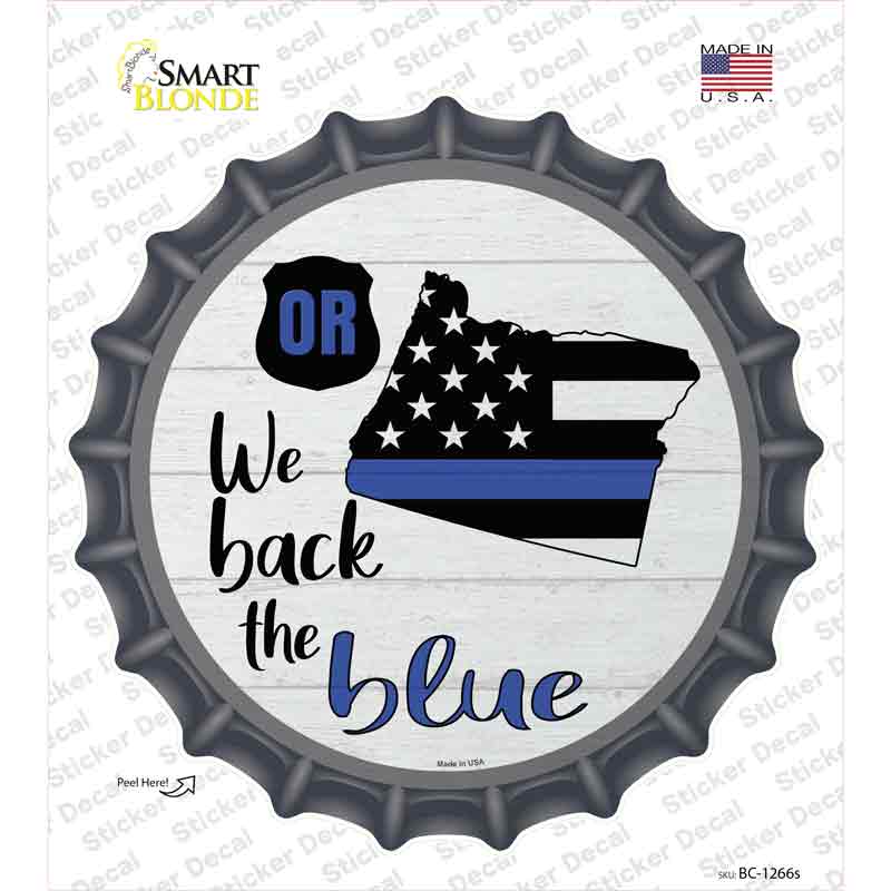 BC-1266s-M Oregon Back the Blue Novelty Bottle Cap Sticker Decal - Medium