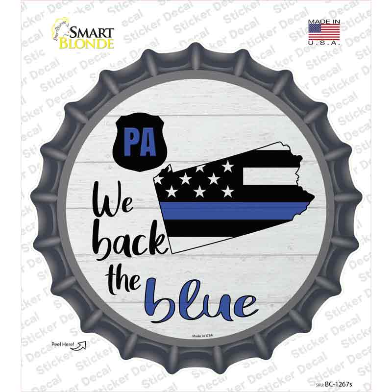 BC-1267s-M Pennsylvania Back the Blue Novelty Bottle Cap Sticker Decal - Medium