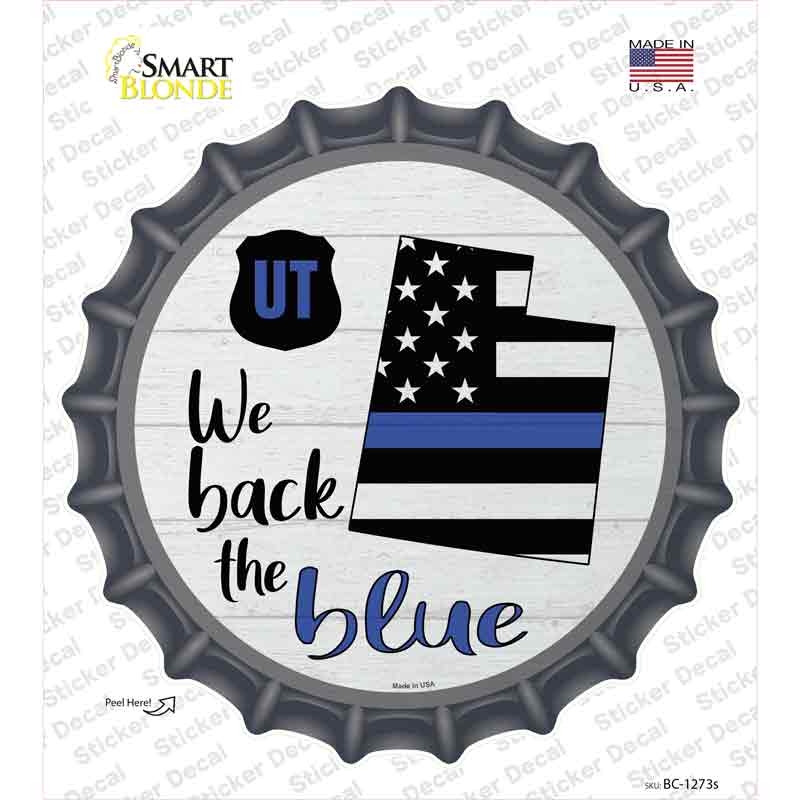 BC-1273s-M Utah Back the Blue Novelty Bottle Cap Sticker Decal - Medium