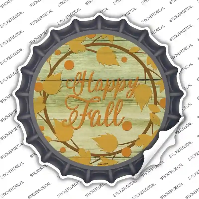 BC-1567s-L Happy Fall with Leaves Novelty Bottle Cap Sticker Decal - Large