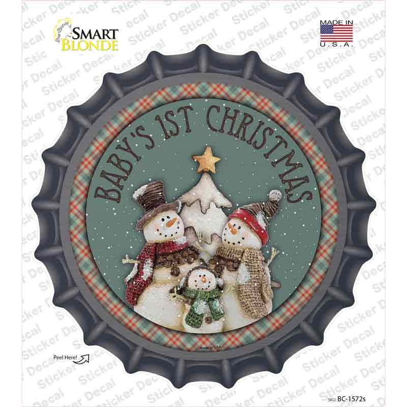 BC-1572s-M Babys First Christmas Novelty Bottle Cap Sticker Decal - Medium