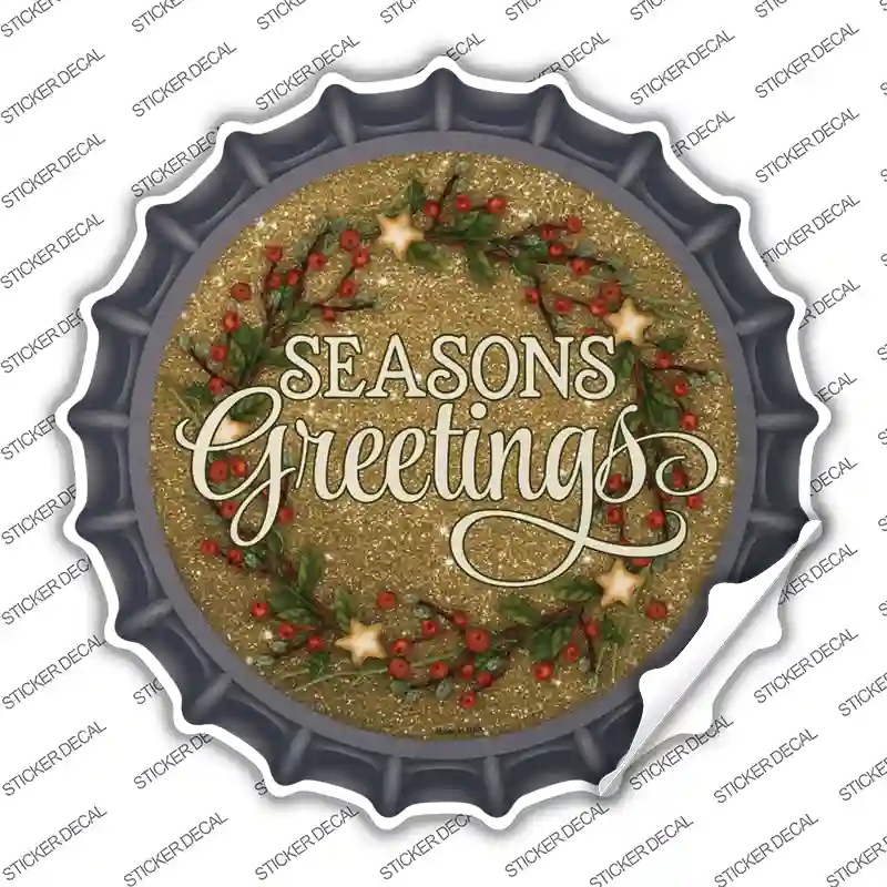 BC-1581s-S Seasons Greetings Glitter Novelty Bottle Cap Sticker Decal - Small