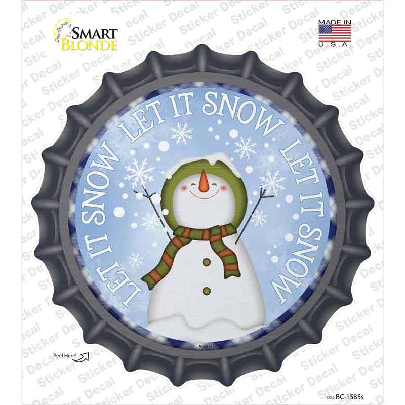 BC-1585s-M Let It Snow Snowman Novelty Bottle Cap Sticker Decal - Medium