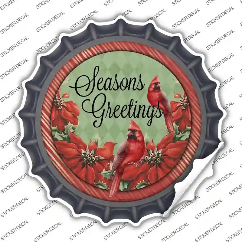 BC-1574s-L Seasons Greetings Cardinal Novelty Bottle Cap Sticker Decal - Large