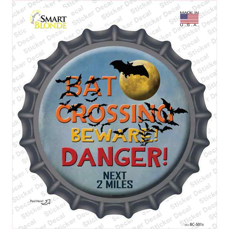 BC-501s-M Bat Crossing Novelty Bottle Cap Sticker Decal - Medium