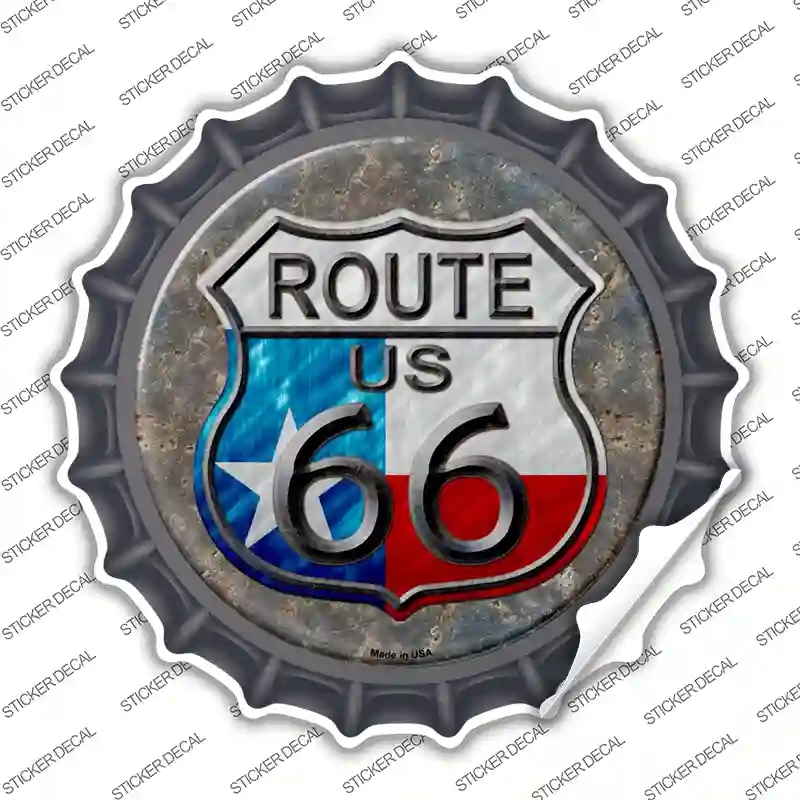 BC-524s-S Texas Route 66 Novelty Bottle Cap Sticker Decal - Small