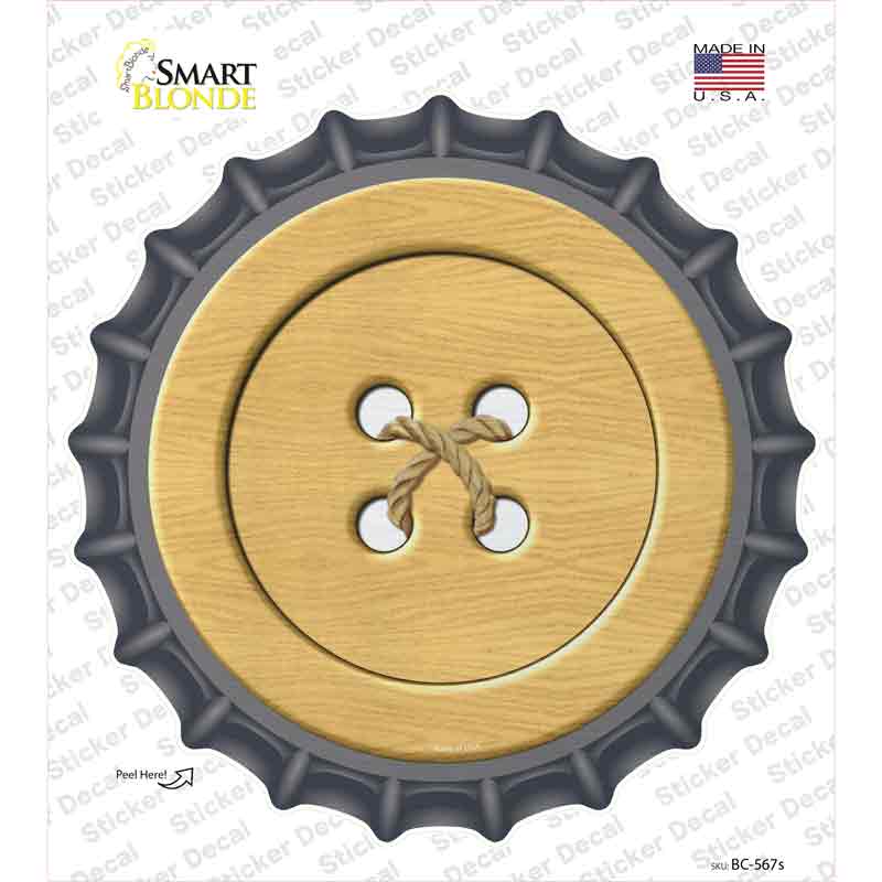 BC-567s-M Wooden Button Novelty Bottle Cap Sticker Decal - Medium