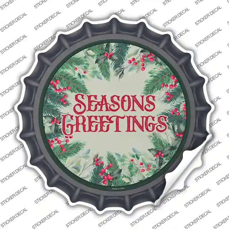 BC-1607s-S Seasons Greetings Red Novelty Bottle Cap Sticker Decal - Small