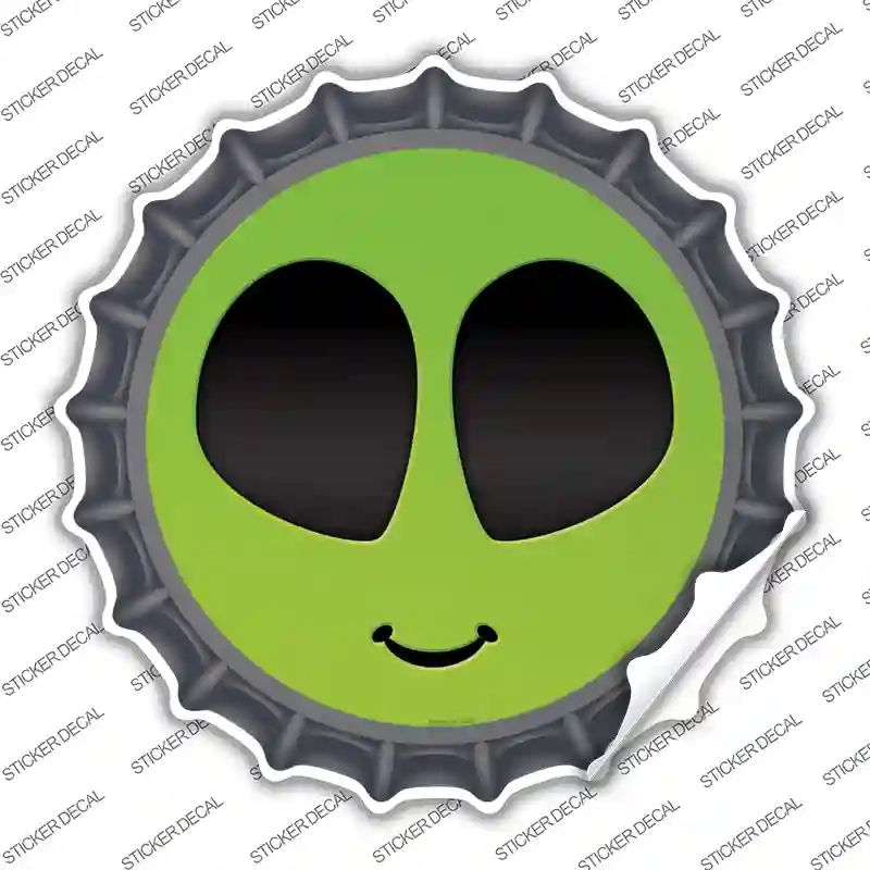 BC-727s-S Alien Smile Face Novelty Bottle Cap Sticker Decal - Small