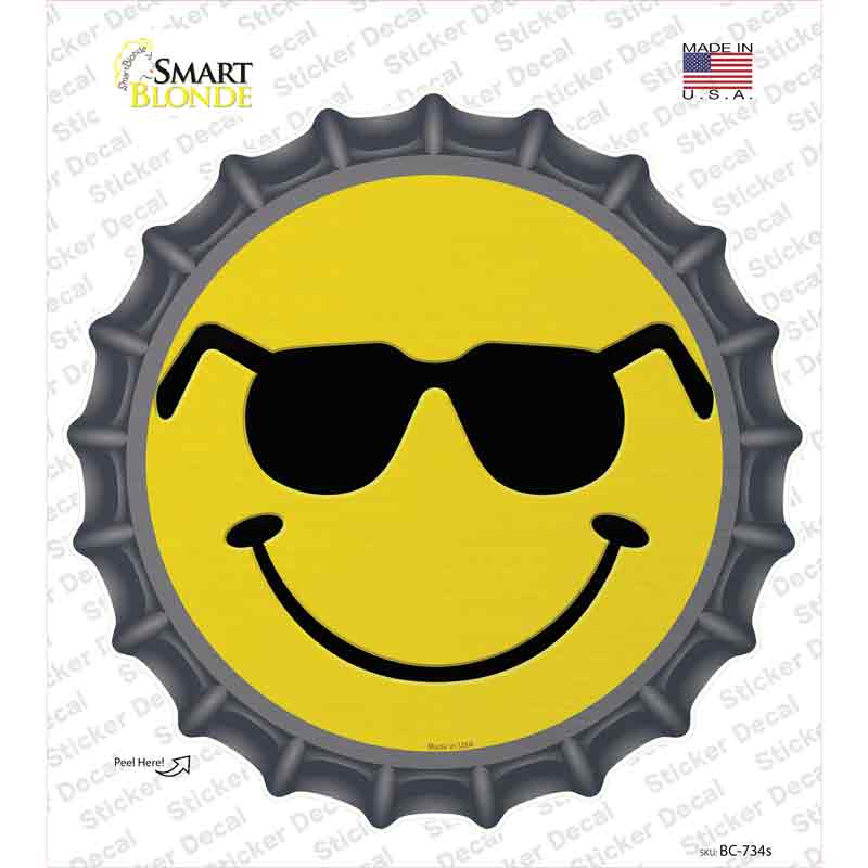 BC-734s-M Shades Smile Novelty Bottle Cap Sticker Decal - Medium