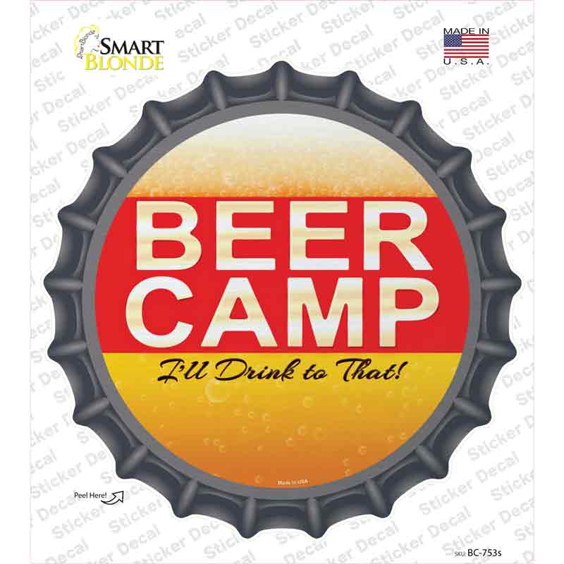 BC-753s-M Beer Camp Novelty Bottle Cap Sticker Decal - Medium