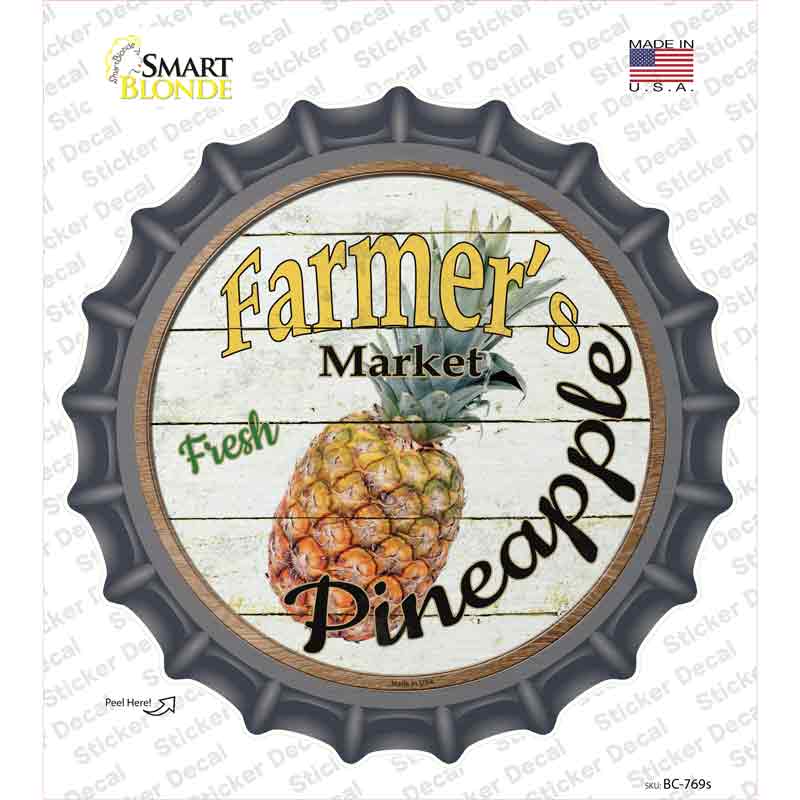 BC-769s-M Farmers Market Pineapple Novelty Bottle Cap Sticker Decal - Medium