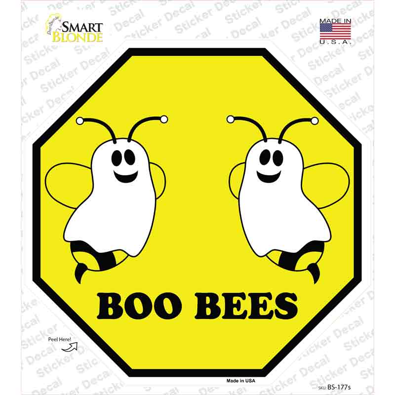 BS-177s-M Boo Bees Novelty Octagon Sticker Decal - Medium