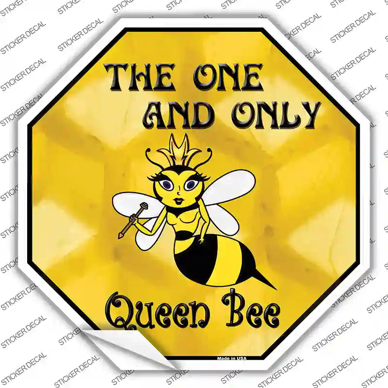 BS-357s-L Queen Bee Novelty Octagon Sticker Decal - Large
