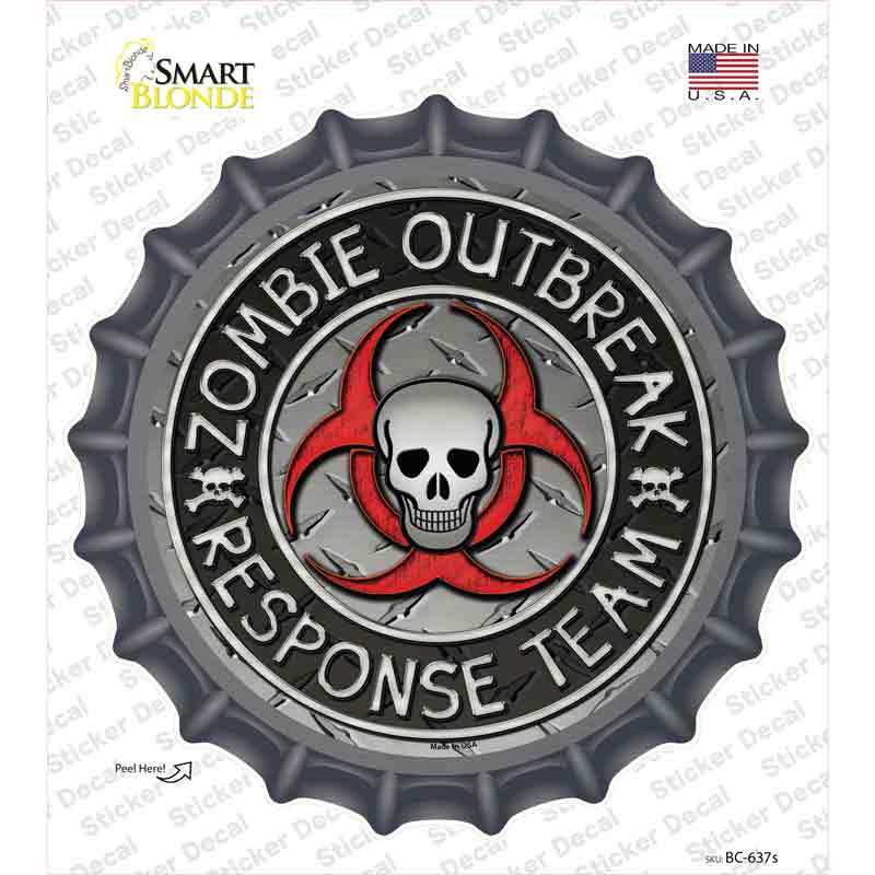 BC-637s-M Zombie Outbreak Novelty Bottle Cap Sticker Decal - Medium