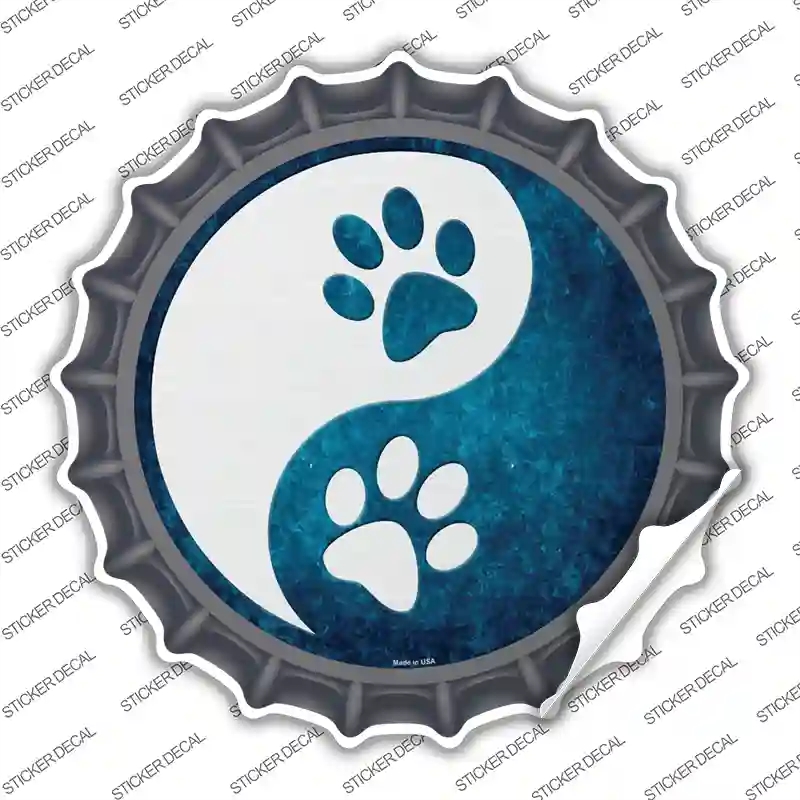 BC-650s-L Yin & Yang with Paws Novelty Bottle Cap Sticker Decal - Large