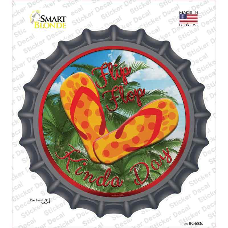 BC-653s-M Flip Flop Kinda Day Novelty Bottle Cap Sticker Decal - Medium