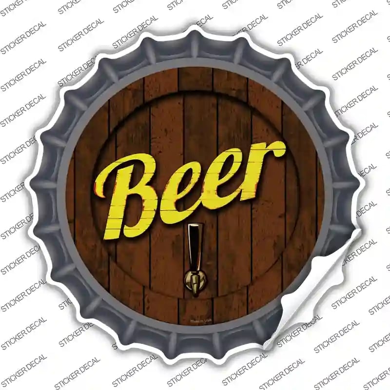 BC-658s-L Beer Keg Tap Novelty Bottle Cap Sticker Decal - Large