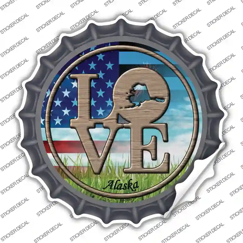 BC-667s-XL Love Alaska Novelty Bottle Cap Sticker Decal - Extra Large