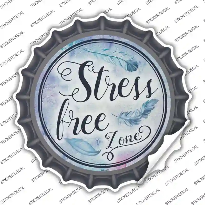 BC-889s-S Stress Free Zone Novelty Bottle Cap Sticker Decal - Small