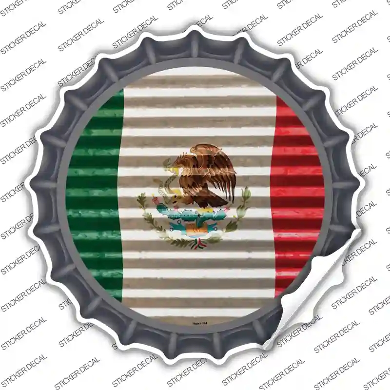 BC-898s-L Mexico Flag Novelty Bottle Cap Sticker Decal - Large