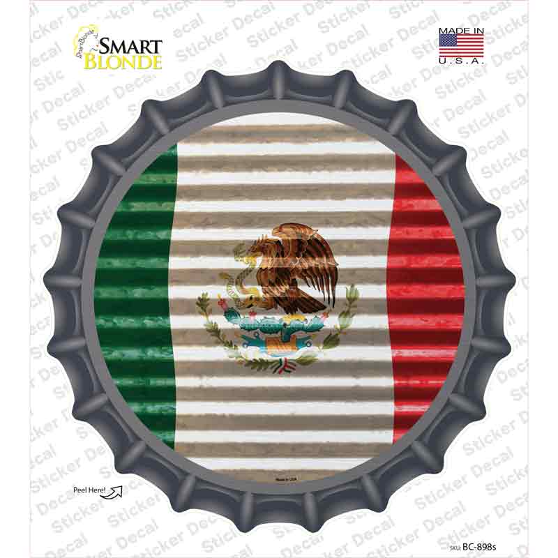 BC-898s-M Mexico Flag Novelty Bottle Cap Sticker Decal - Medium