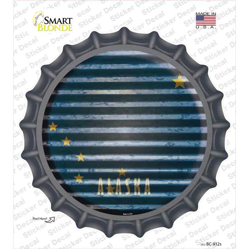 BC-912s-M Alaska Flag Corrugated Novelty Bottle Cap Sticker Decal - Medium