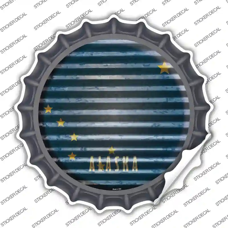 BC-912s-S Alaska Flag Corrugated Novelty Bottle Cap Sticker Decal - Small