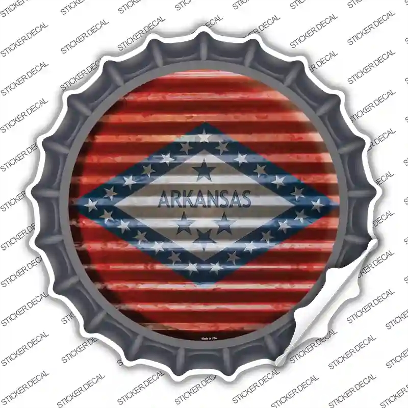 BC-914s-XL Arkansas Flag Corrugated Novelty Bottle Cap Sticker Decal - Extra Large