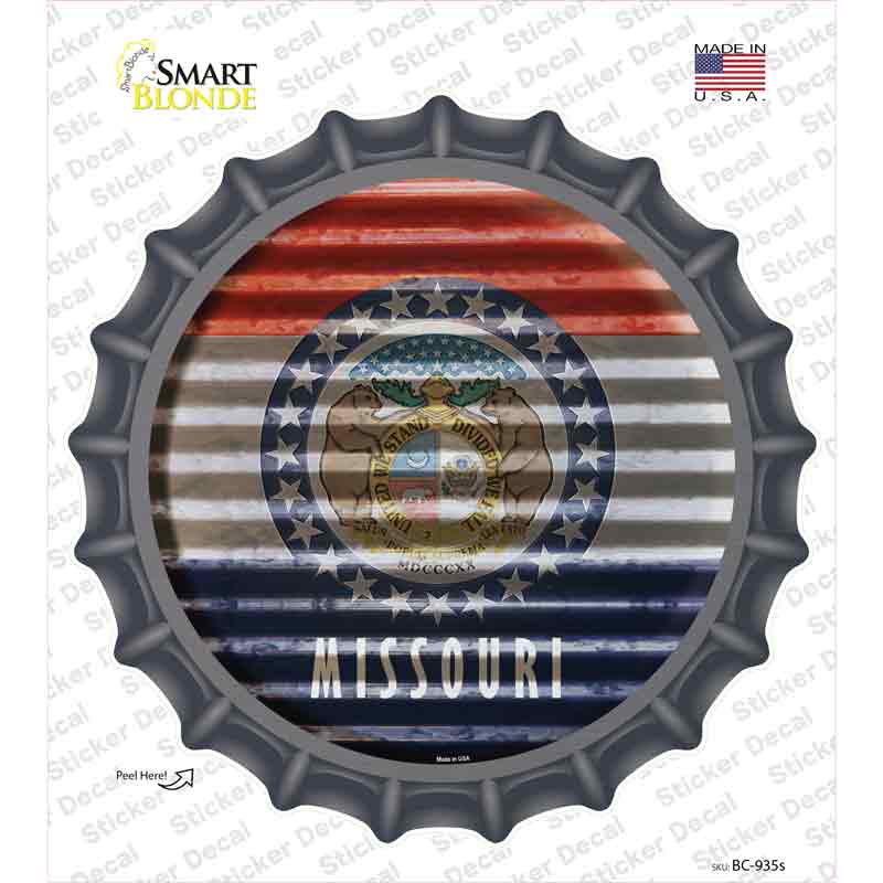 BC-935s-M Missouri Flag Corrugated Novelty Bottle Cap Sticker Decal - Medium