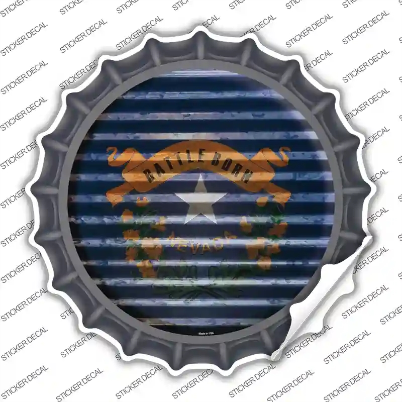 BC-938s-L Nevada Flag Corrugated Novelty Bottle Cap Sticker Decal - Large