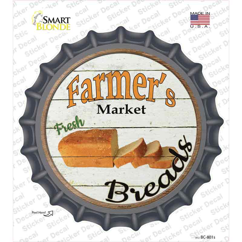 BC-801s-M Farmers Market Breads Novelty Bottle Cap Sticker Decal - Medium